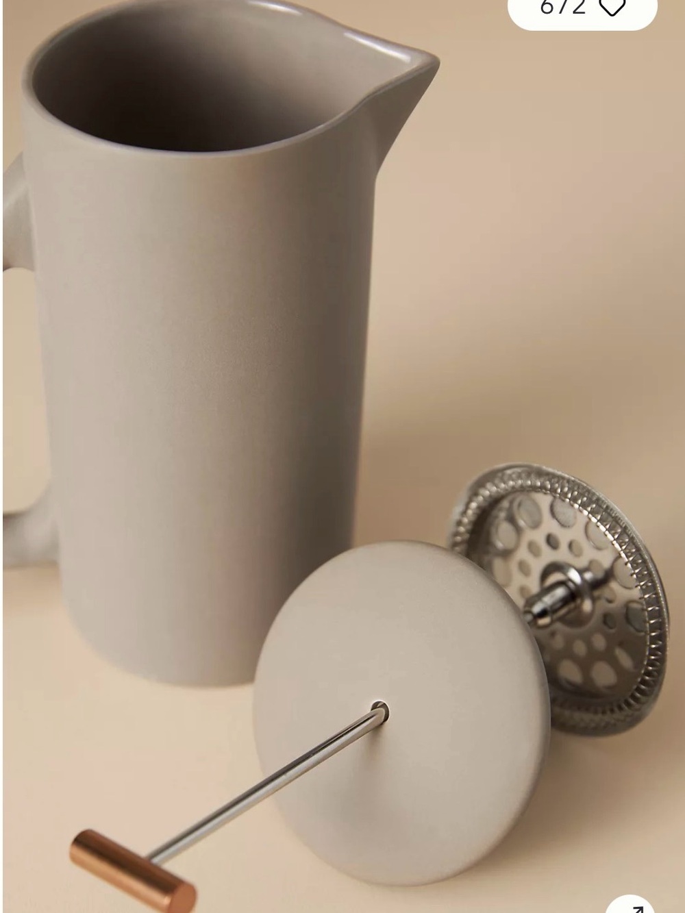 Anthropology Yield Design Ceramic
French Press, Gray 850 ML - Picture 2 of 5